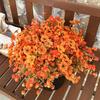 Yousheng Autumn Artificial Violet Flower with Eucalyptus Leaves 7 Fork Fake Silk Flower Home Festival Table Centerpiece Indoor Outdoor Faux Bloom