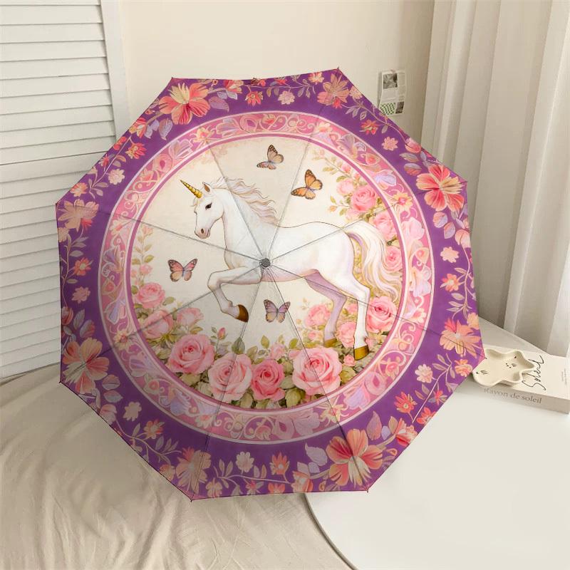 

1PC unicorn butterflies Umbrella-8-Rib Reinforced, Automatic Open, Lightweight & Durable, Cute Fashion Accessory for Outdoor-K1289