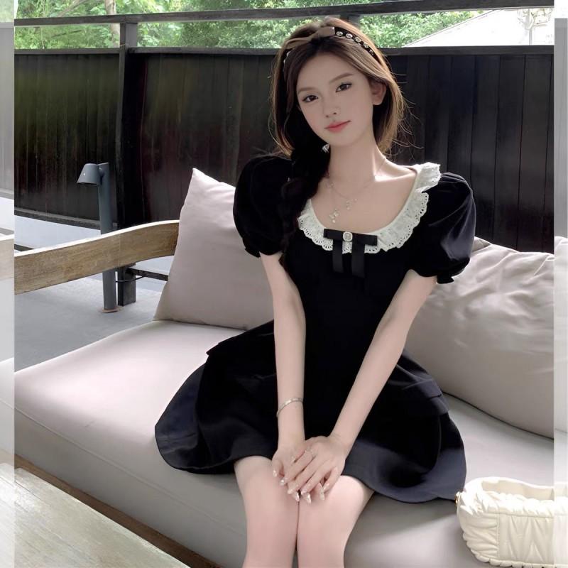 Girls Princess Dress Black A-line Short Sleeve Knit Teens Over 4 Years Old