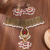 Diamond-encrusted Pearl Fringed Necklace, Earrings Set, Women's European, American Bohemian Ethnic Jewelry, Retro Fashion Jewelry.