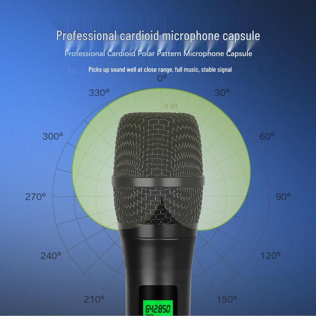 Infrared Pairing UHF Metal Wireless Dual KTV Performance Anti-Howling Dynamic Microphone