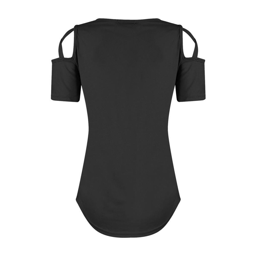 Women's Summer Fashion Casual Color Strapless V-Neck Short Sleeve T-Shirt Top