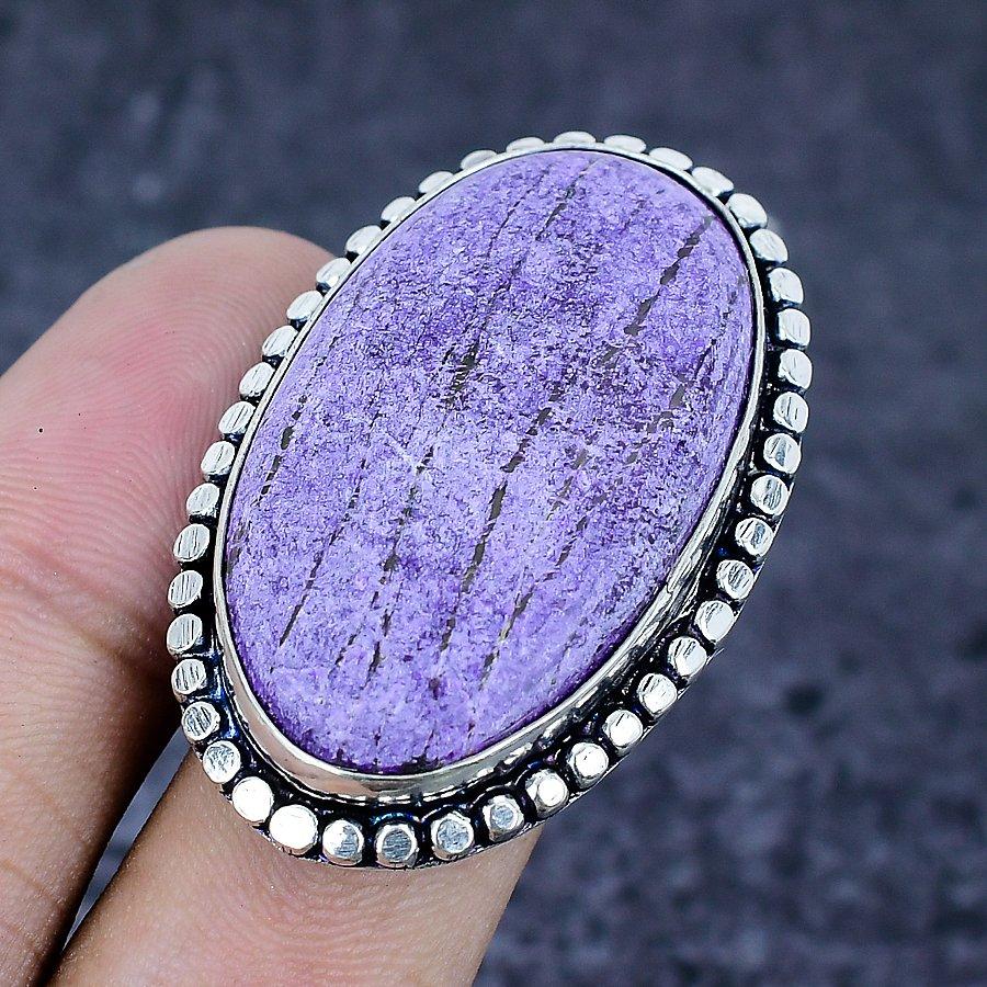 Purpuritový drahokam Šperk ze sterlingového stříbra 925 Velikost prstenu 8