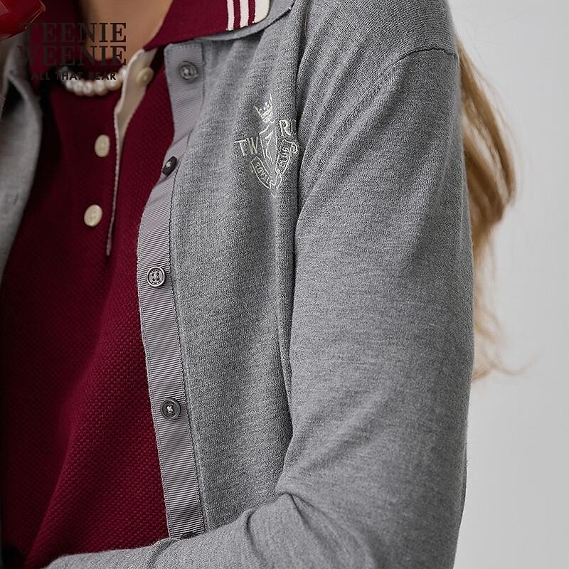 Teenie Weenie Bear Women's Polo Collar Knit Cardigan