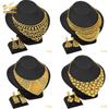 Two-Piece 24K Gold-Plated Alloy Dubai Bride Necklace Earrings Set Indian-Saudi Arabian Women's Wedding Gift for Party Occasions