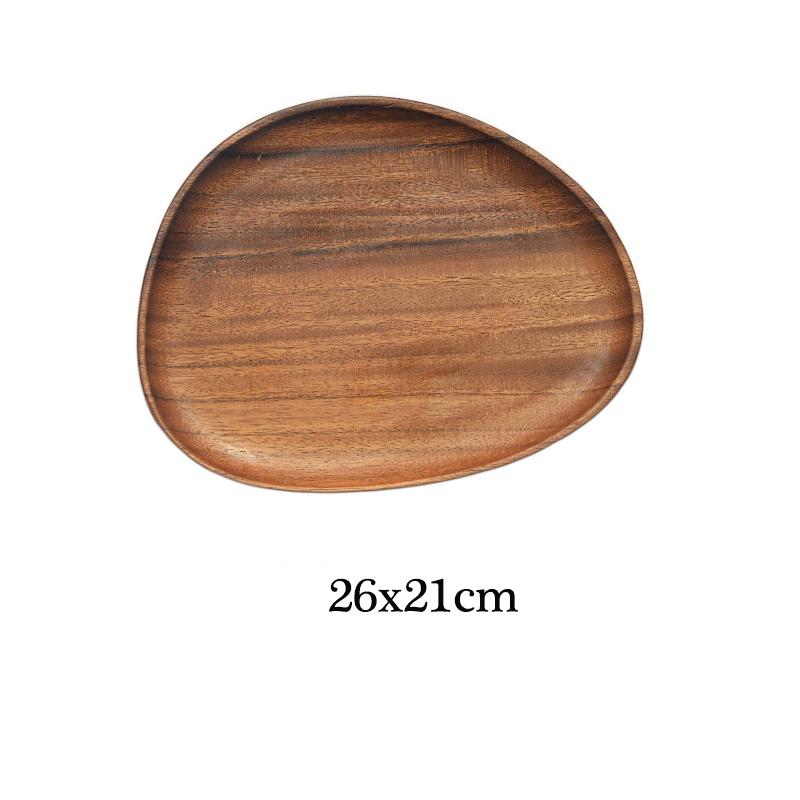 Ganze Holz Walnuss Holz Unregelmäßige Oval Obst Gerichte Massivholz Dessert Teller Untertasse Tee Tablett Geschirr Set