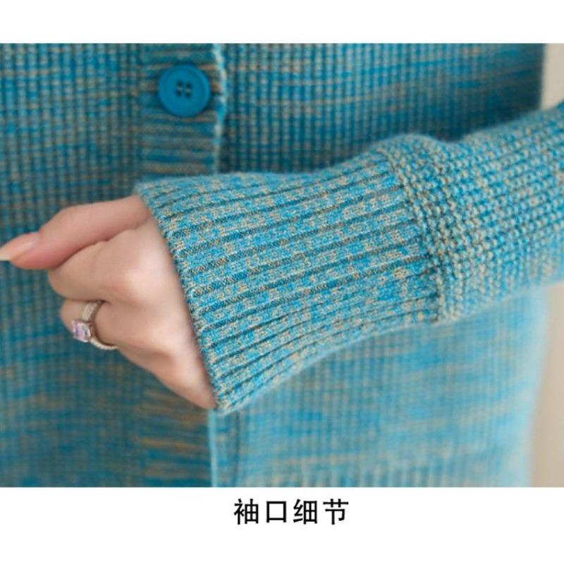 Women's Solid Cardigan Round Neck Loose Knitted Sweater Jacket Button Long Sleeve Casual Elegant Top
