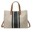 Lakeruta Women's Casual Shoulder Bag, Tote Bag, 2-Way Canvas Fabric with Magnetic Buckle, Zippered Pocket (Black Stripe)