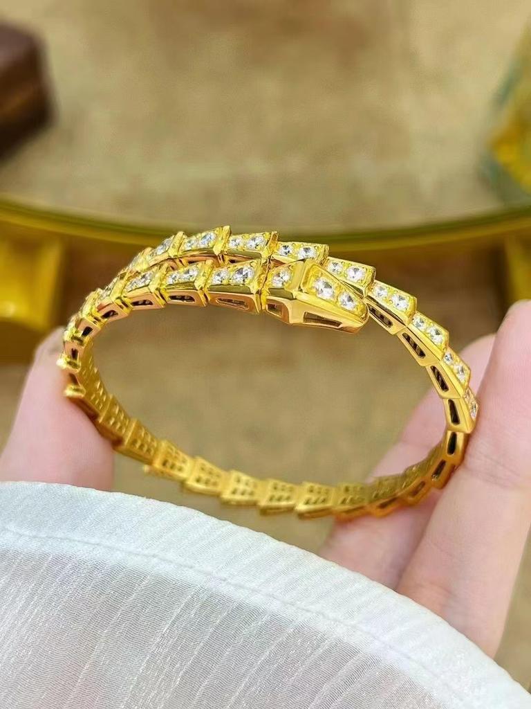 925 Silber CNC Voll Diamant Geister Schlange Armband Leichter Luxus Stil Chalcedon Fritillary Feder Lebender Mund Armband