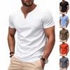 Men's Summer British Style V-Neck Jersey T-Shirt, Quick Dry Loose Solid Color Short Sleeve Tee for Men