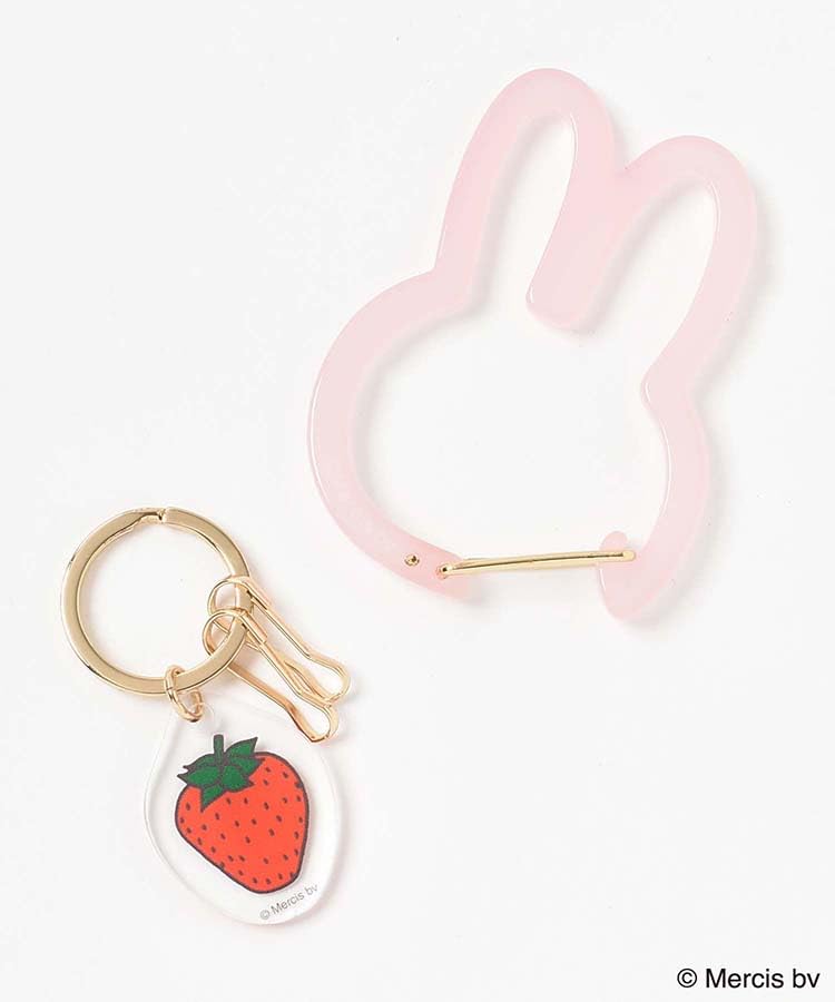 [Bleu Bleuet] Miffy Strawberry Carabiner Charm Keychain (White)