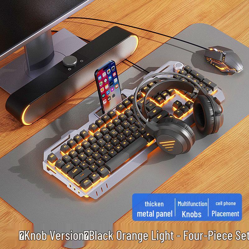 Wired Gaming Keyboard, Mouse & Headset Set - E-sports Mechanical Desktop Peripherals