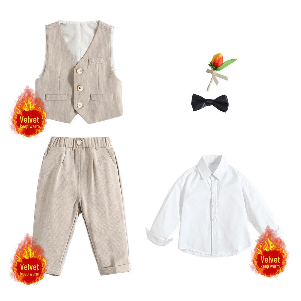 Jungen Dreiteiliger Festanzug mit Weste - Pageboy Geburtstagsoutfit