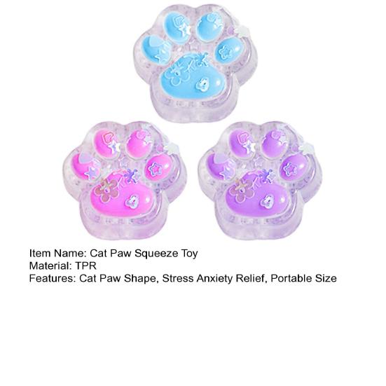 3Pcs Mini Cat Paw Squeeze Toy Stress Relief Kitten Paw Pinch Sensory Toy