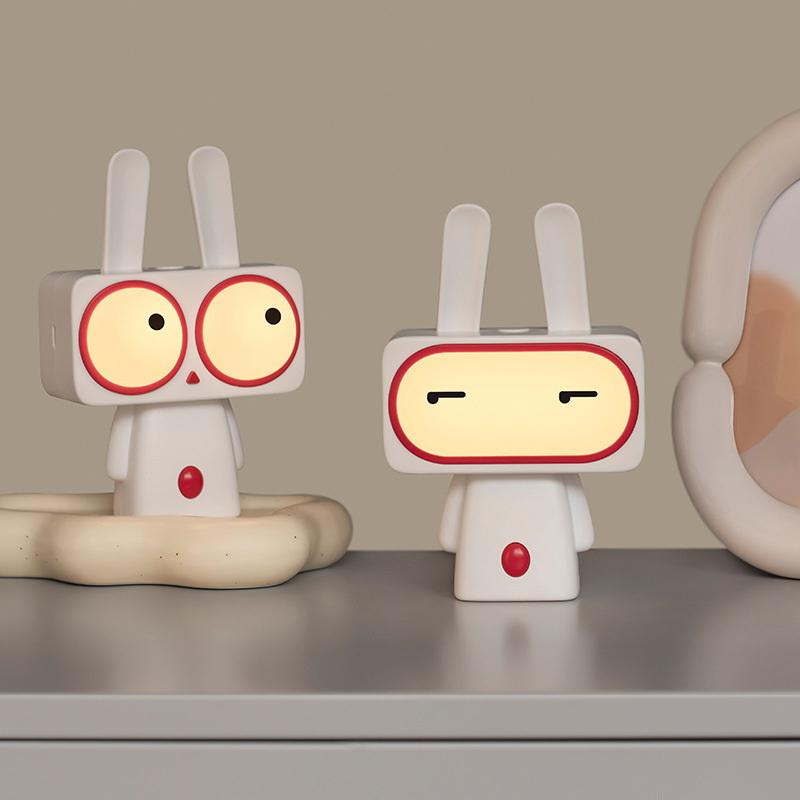 Kreativitet Bobby Rabbit Nattlampe USB Oppladbar Søt Tegneserie Stemningslampe For Soverom Skrivebord Nattbord Med Timer