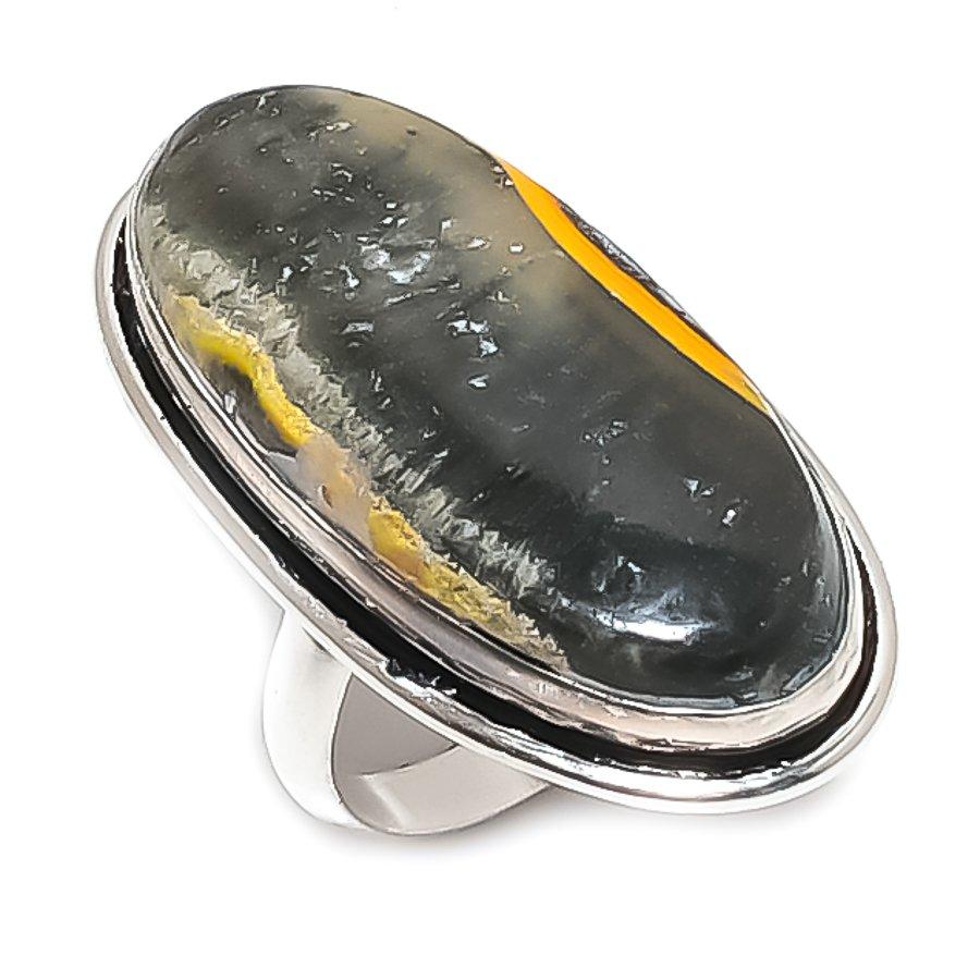

Bumble Bee Jasper Gemstone Handmade 925 Sterling Silver Jewelry Ring Size 6 N9b84