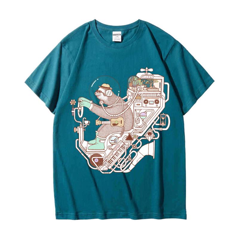 

220GSM Тяжелая футболка из 100% хлопка, мужская футболка с принтом Solth Machine, повседневная мужская футболка с круглым вырезом, базовые мужские топы