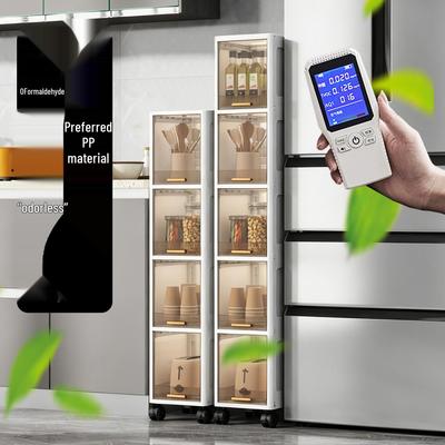 Slim Flip-Top Multi-Layer Waterproof Storage Cabinet for Kitchen or Bathroom