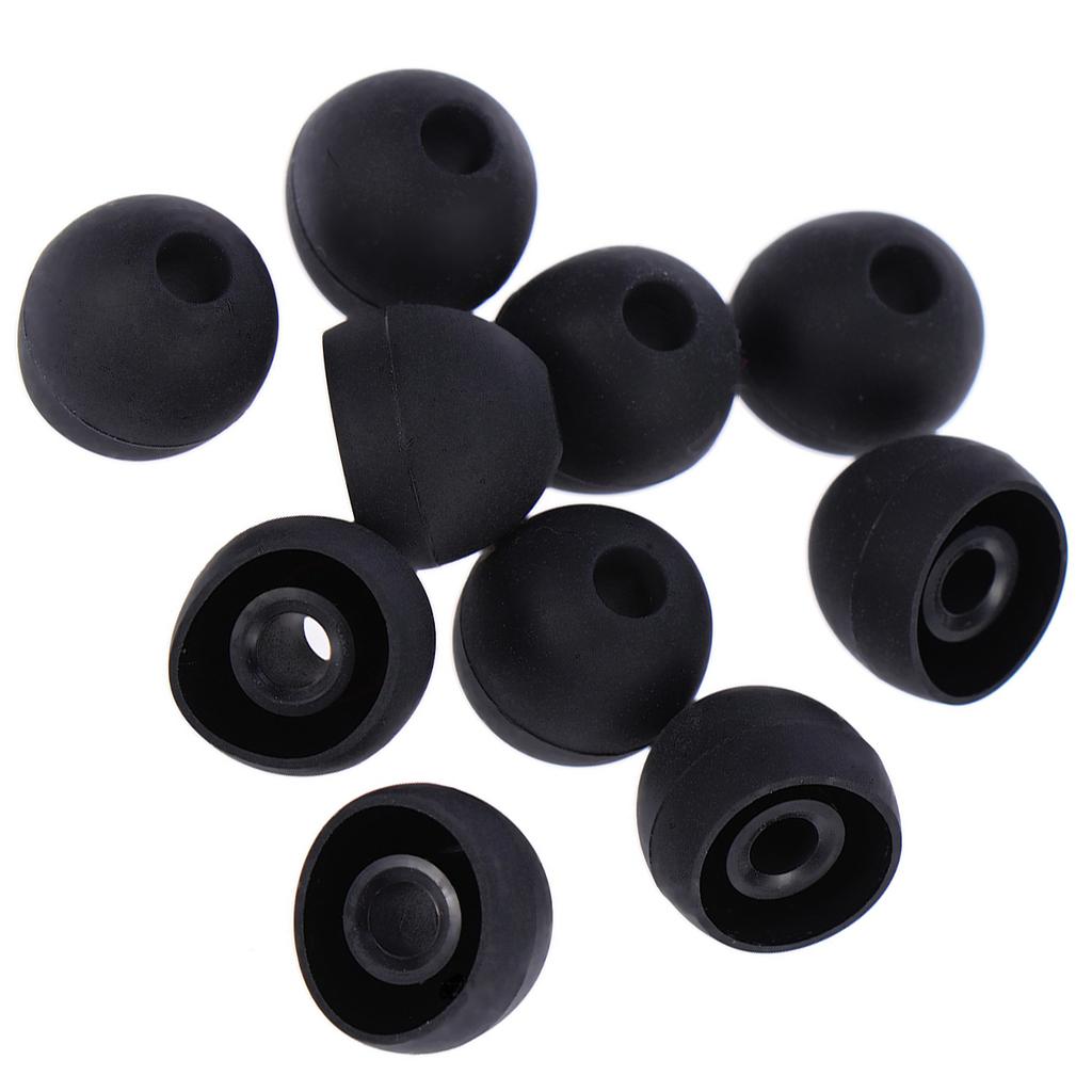 10pcs 13MM Replacement Earbuds Silicone Earphone Tips Noise Cancelling Earbud Caps (Black)