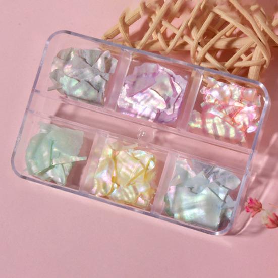 Yousheng 1Box Manicure Decoration Stylish Compact Wide Application Colored Shell Stones Nail Decoration for Phone Case