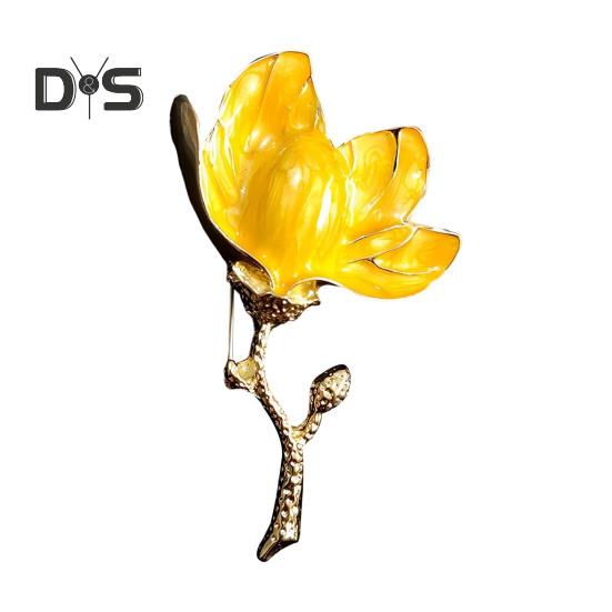 

Брошь «Цветок магнолии» для женщин, эмалированный сплав, цветок, булавка на лацкан для курток, платьев, пальто, шляп, аксессуаров жёлтый