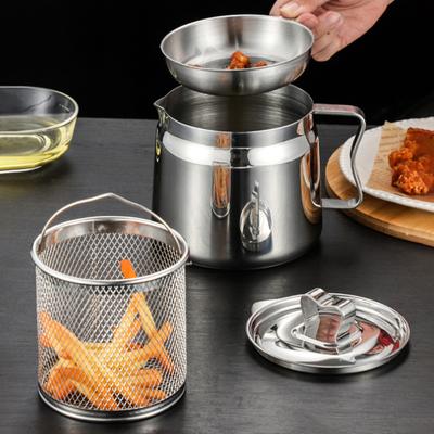 1.5/2L Roestvrijstalen Olie Filter Pot met Frituurmand Groot