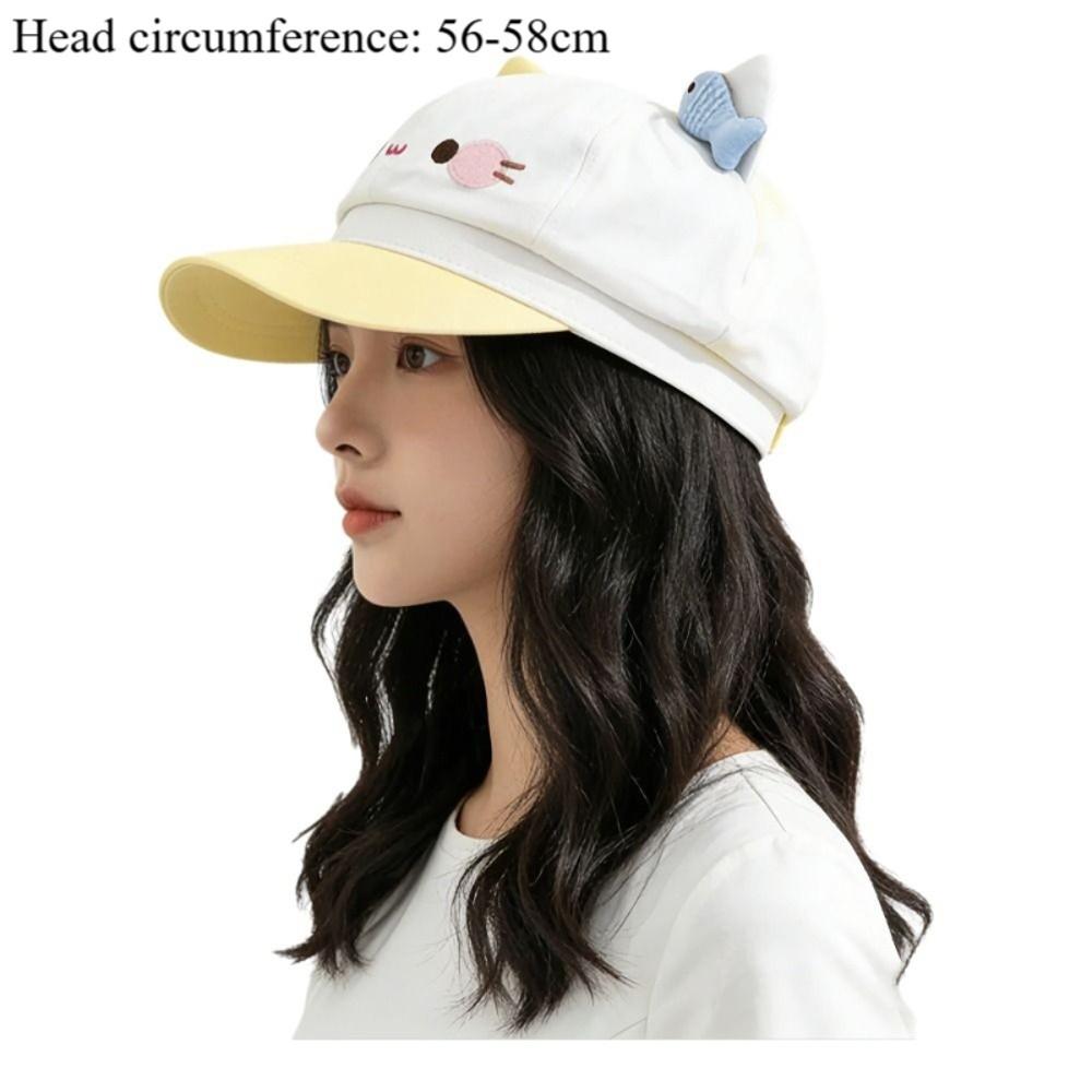 Japanese Style Cat Ears Beret Big Head Cartoon Beret Fashion Octagonal Hat Female Wear