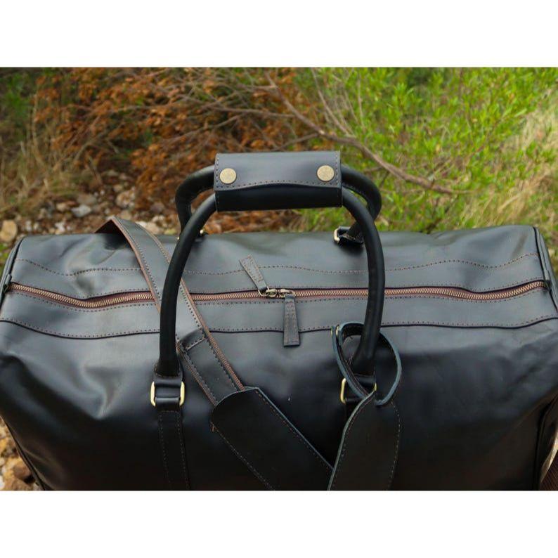 Full Grain Leather Duffle Bag Men's Travel Weekender Holdall