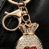 Decorative Key Ring Rhinestone Lucky Bag Keychain, Good Luck Fortune Keyring, Luxury Chain Love Heart Pouch Charm for Handbags Backpacks