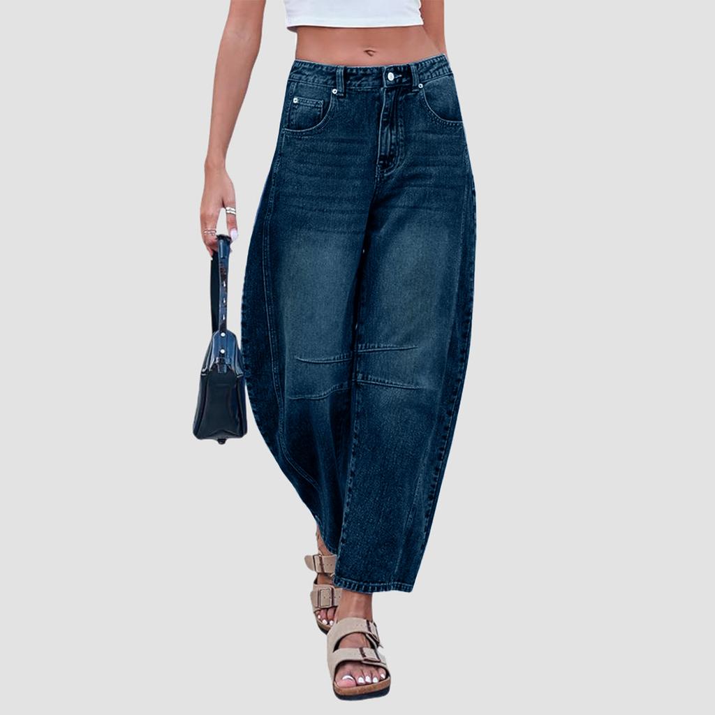 Women's High Waist Washed Women's Jeans Fashionable Versatile Straight Leg Pants