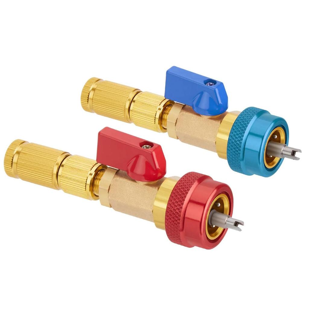 R134A R12 Valve Core Quick Remover Installer, Air Conditioning Adjustable High Pressure (Red) and Low Pressure (Blue) Valve Core Tool, 2 Pack
