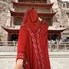 Red Ethnic Style Hooded Cape Shawl for Women's Desert Travel and Qinghai Tourism