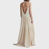 European Women's Loose Pleated Asymmetrical Beach Dress 2024