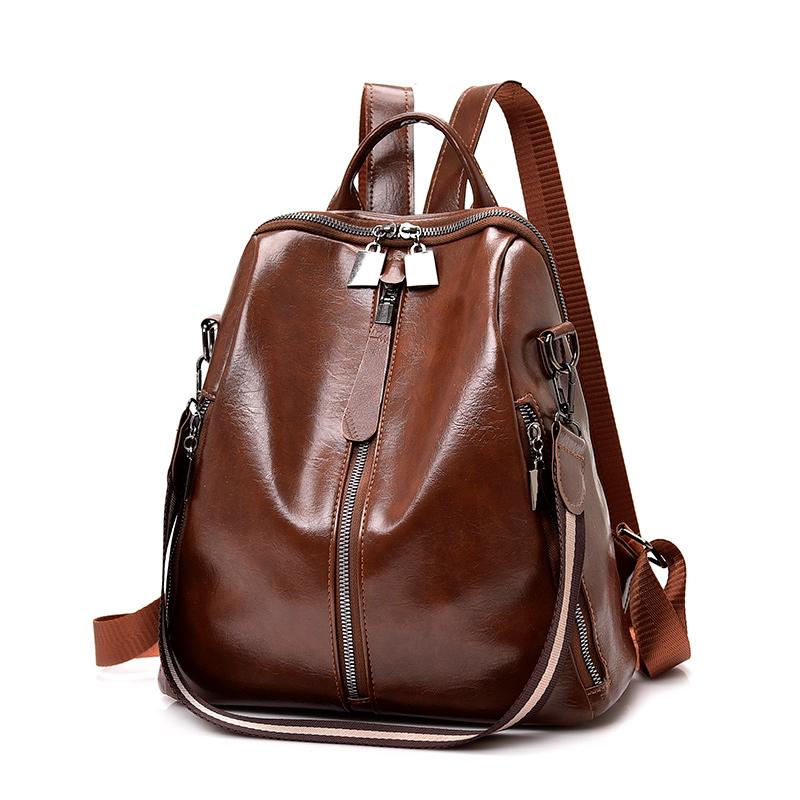 Women's Multi-Functional Backpack Dual-Use Shoulder Bag Soft Leather Travel Bag