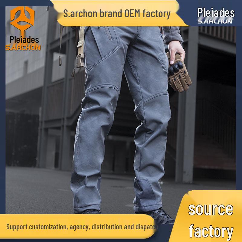 Angken Men's Winter Softshell Fleece-Lined Windproof Tactical Climbing Pants