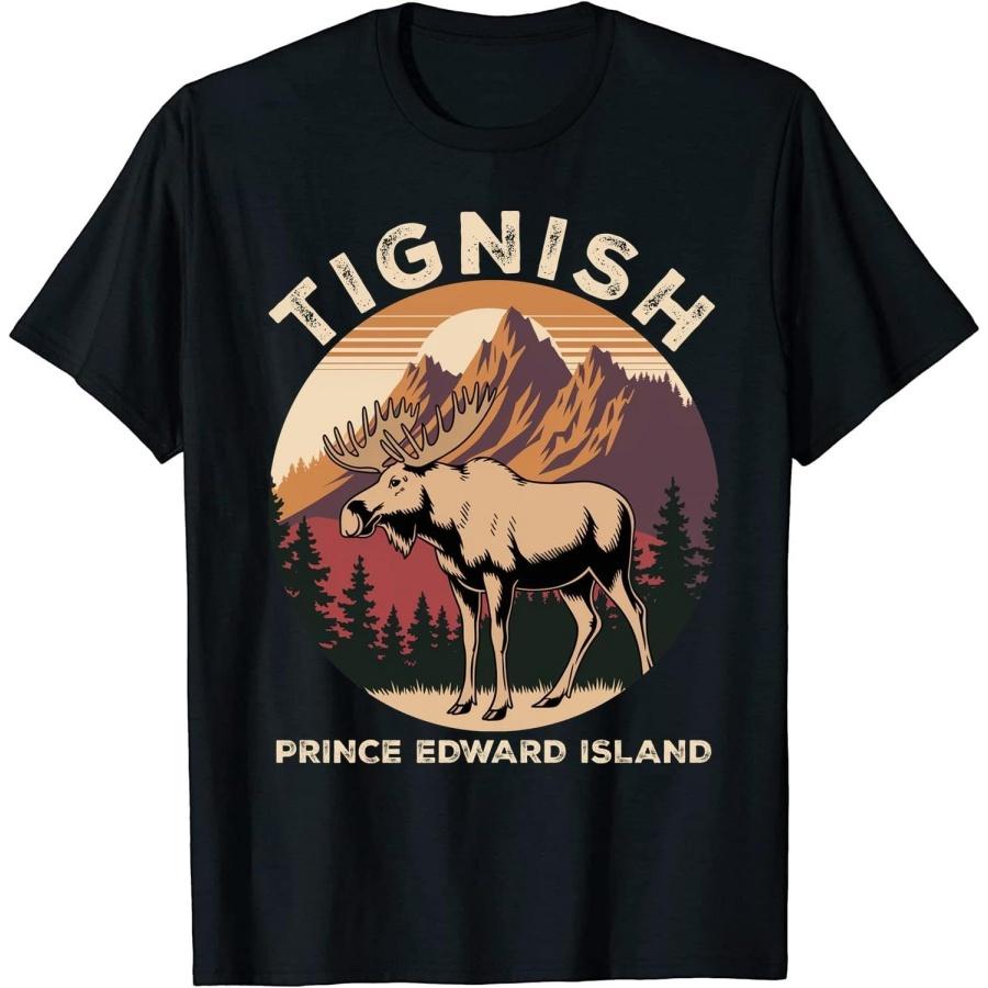Moose Antlers Vintage Sunset Souvenir Tignish Prince Edward Island Canada T-Shirt for Men Women Kids Black XXXXXL разноцветный