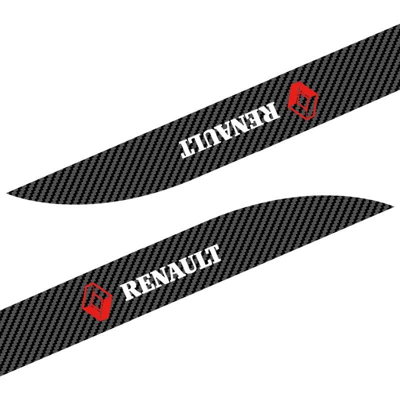 2pcs Carbon Car Door Side Skirt Sill Stripe Sticker Emblem Decals For Renault Clio Laguna 2 Megane 2 3 Duster Logan Captur S333