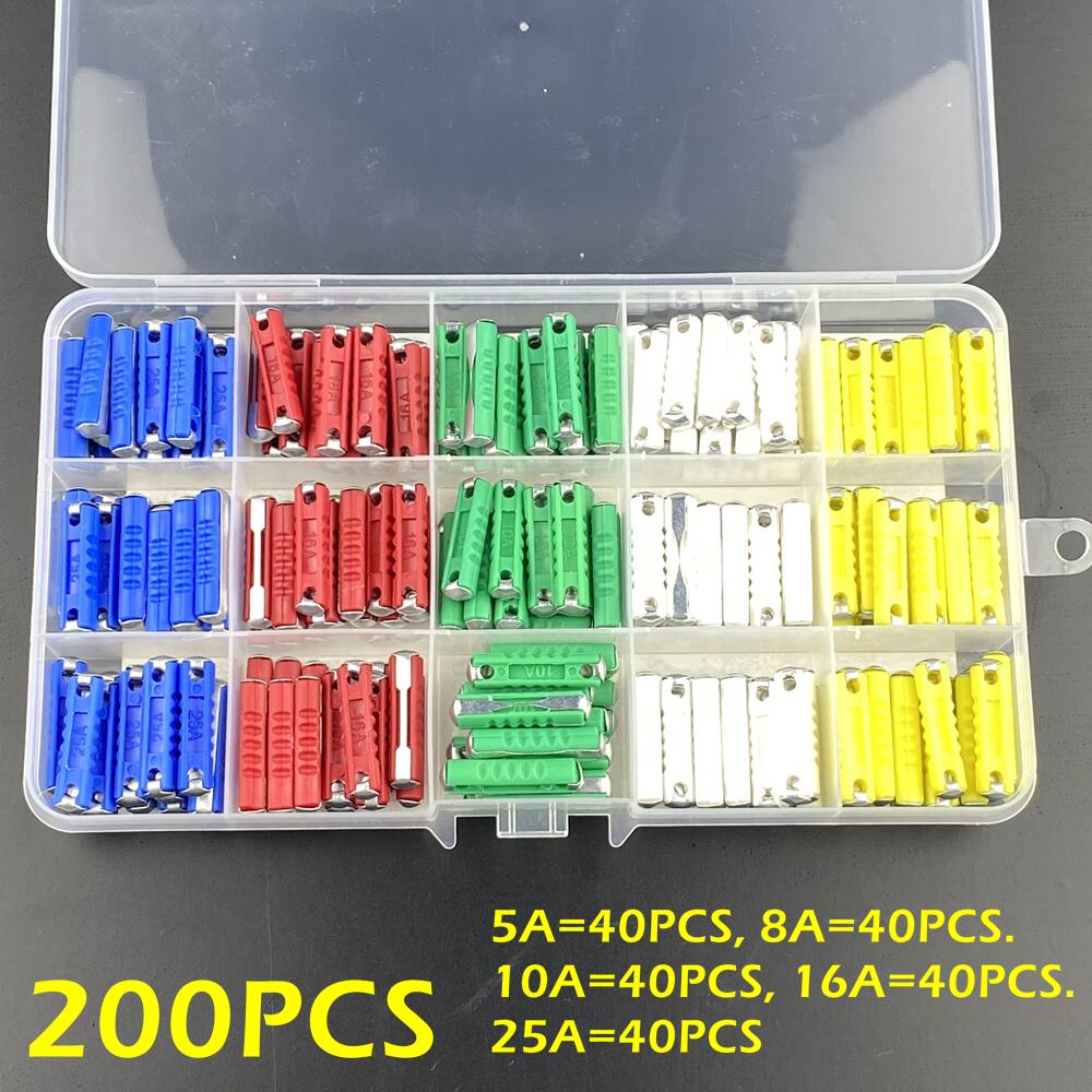 100/200 Pcs Continental Car Fuses Type For Vintage Classic Cars European Bar Torpedo Fuse Set 5/8/10/16/25AMP 25X6MM Fuse Holders1