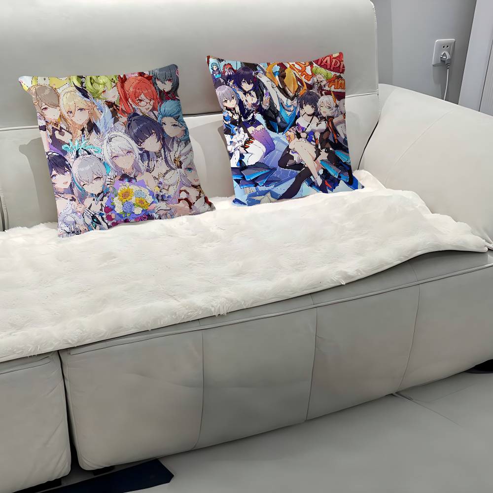 H-HONKAI IMPACTs Office Cushion Pillowcase Car Cushion Cover45X45CM Lumbar Pillowcase Sofa Pillowcover