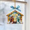 Korsfästelseprydnad för julgran Akryl Kristus födelse Scen Hängande Dekoration Religiös Fönsterhänge för Hemfönsterinredning