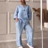 Women's Cross-Border Fashion Solid Color Cotton Linen Casual Set Pants