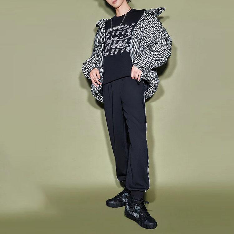 Li Ning X Jason Wu Collaboration Fashion Series Side Print Long Jogger Knit Sports Pants Unisex Pants Black AKLRG09-1