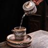 Gilded Iron Glaze Bamboo Coarse Pottery Tea Pot  Old Rock Mud Tea Maker Handmade Retro Kung Fu Tea Set