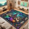 Mushroom Forest Theme Crystal Velvet Floor Rug Personalized Custom Name Text Warm Carpet Home Decoration