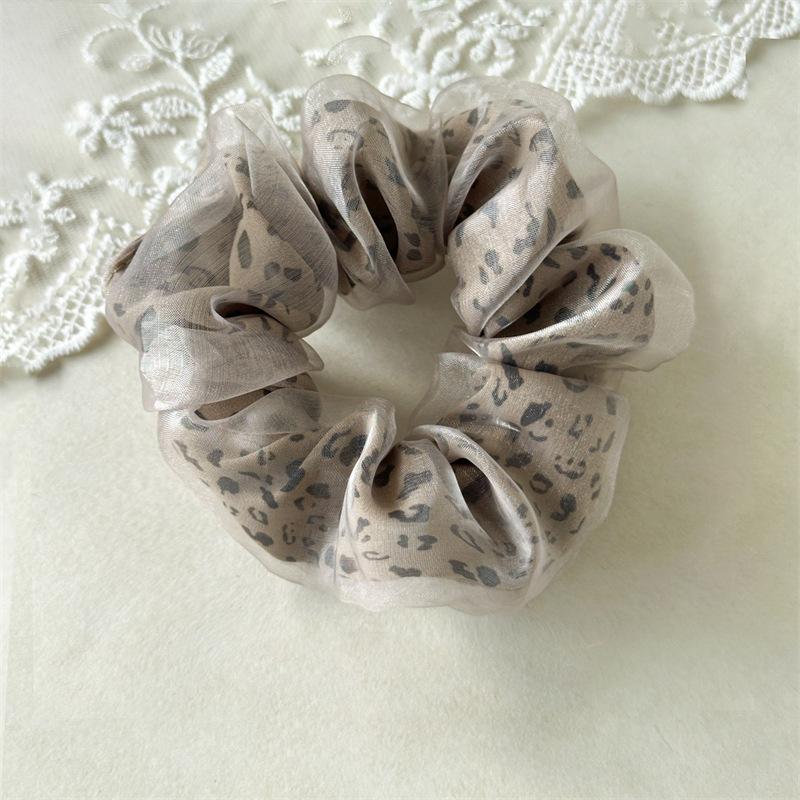 

Leopard Print Organza Hair Scrunchies Shiny Elastic Hair Ties Fashion Big Size Ponytail Women Girls Hair Accessories XXS