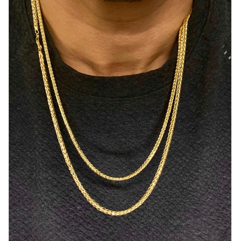 Gold Color Franco Chain Necklace for Men,3MM Wide Thick Stainless Steel Necklace Collars,Classic Trendy Zircon Gifts