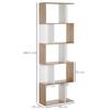 Bookcase, S-Shaped Wooden Bookshelf, 5/6 Tiers Freestanding Storage Shelf, Home Office Decorative Display Stand Rack, Oak and White