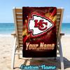 Custom Name Kansas City Chiefs Helmet Beach Towel Soft Microfiber Fabric Bath Towels for Swimming Travel Camping, Outdoor Essentials Gifts