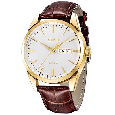 Relógio Masculino Dia do Presente Couro Marrom, Pulseira, Negócios, Clássico, À Prova d'Água, Quartzo, Analógico, Elegante, Casual, Simples, Data, Semana, Leve,
