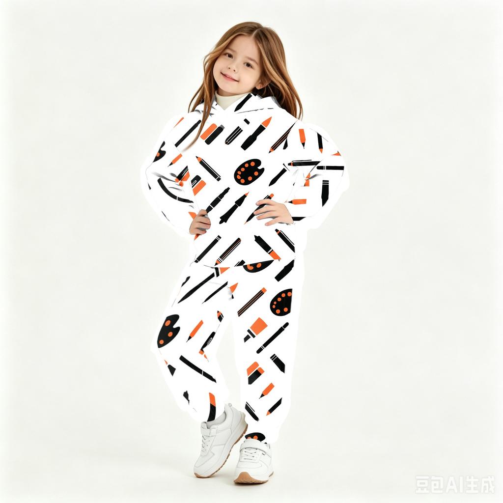 Boys Girls Kids Hooded Sweatshirt Set with Print for Back to School